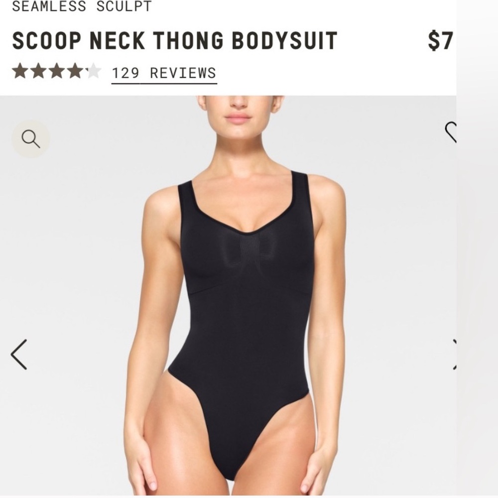 SKIMS Seamless Sculpt Scoop Neck Thong Black Bodysuit